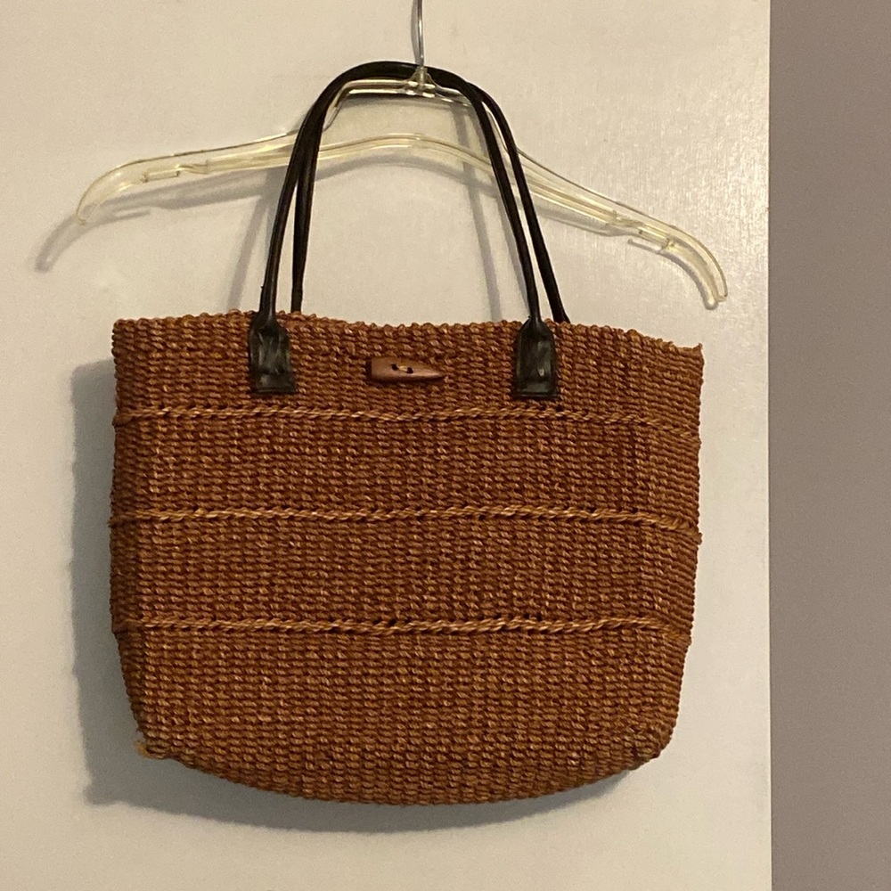 Woven Purse with Leather Handles